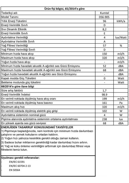 Beyaz Sürgülü Aspiratör DS6-905 W
