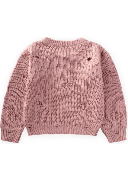 Selanik Triko Kazak 2-8 Yaş Pudra Pembe