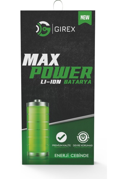 Girex Apple iPhone 13 Güçlendirilmiş Yüksek Kapasite Batarya Mah