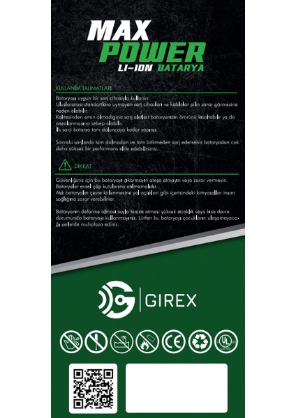 Girex Apple iPhone 13 Güçlendirilmiş Yüksek Kapasite Batarya Mah modelleri