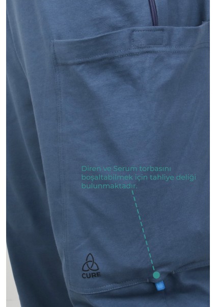 Adaptif Denim Mavi Hasta Bakım ve Tedavi Pantolonu
