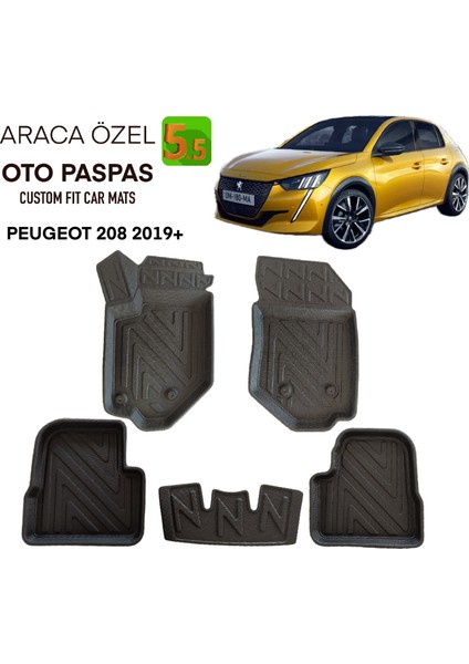 Peugeot 208 2019 Sonrasi Için 5,5d Carbon Style Havuzlu Paspas - Tpe Malzeme