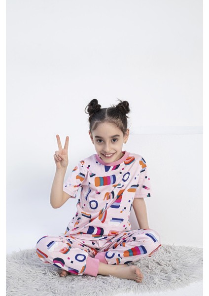Kız Çocuk Kısa Kol Pembe Pijama Takım C5T7N0O-046