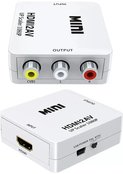 HDMI To Rca Mini Model 1920X1080 Plastik Kasa Çevirici Konvertör (4172)