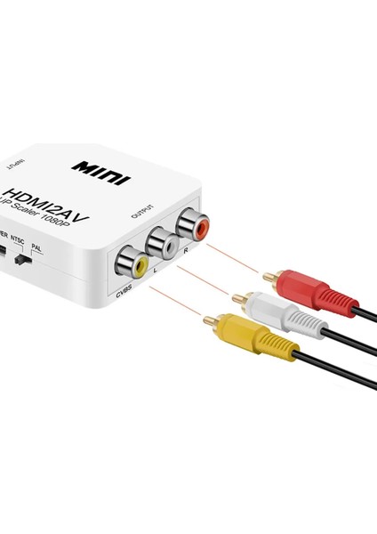 HDMI To Rca Mini Model 1920X1080 Plastik Kasa Çevirici Konvertör (4172)
