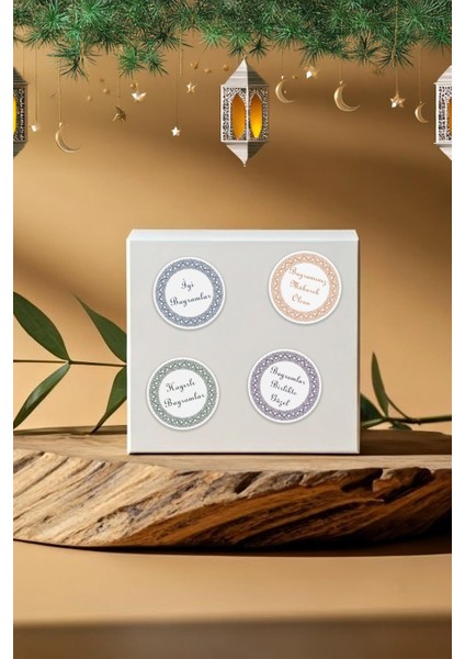 Iyi Bayramlar Stickerı 48 Adet Hediye Paketi Bayram Tebrik Stickerı Sudan Etkilenmez Karışık Set fırsatları