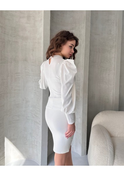 Öpücük Yaka Prenses Kol Crep Bluz fiyatları