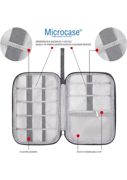 10 Gözlü Seyahat Kablo ve Aksesuar Düzenleyici Organizer Çanta - AL5101 fırsatları