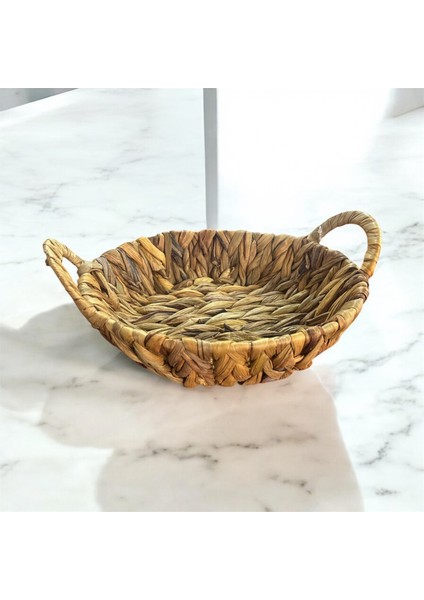 Muz Hasırı Kulplu Ekmek Sepeti Yuvarlak - 07