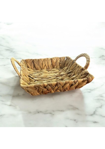 Muz Hasır Kulplu Ekmek Sepeti Kare - 08