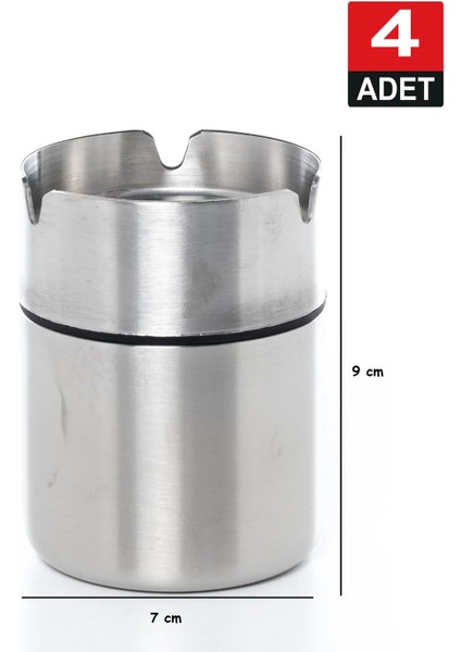 Paslanmaz Oto Küllük Dekoratif Küllük Metal Küllük Kokusuz Küllük 4 Adet