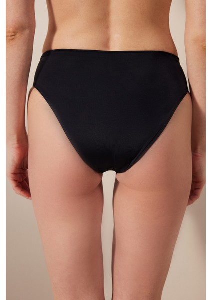 Basic High Shirred Siyah Bikini Altı