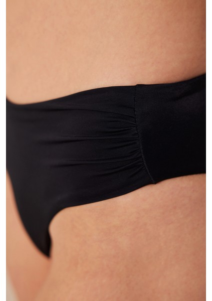 Basic High Shirred Siyah Bikini Altı