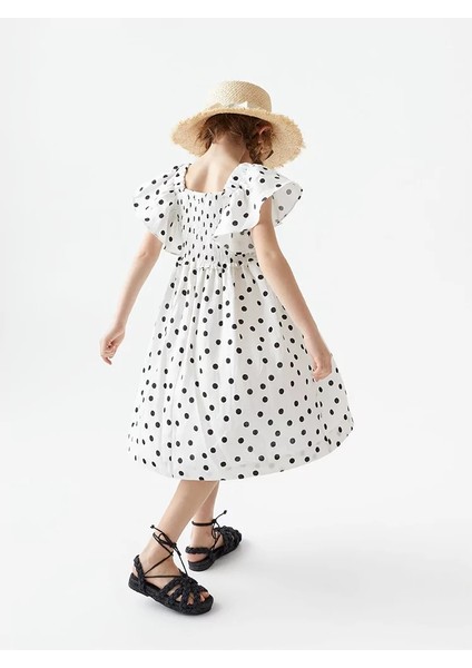 Yeni Sezon Kız Çocuk Siyah Beyaz Puantiyeli Elbise (1 Beden Büyük Tercih Ediniz) modelleri