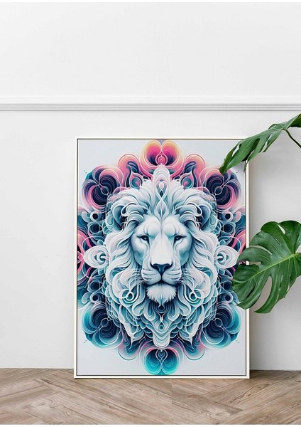 Minimalist Tarzda Aslan Çerçeveli Kanvas Tablo -44