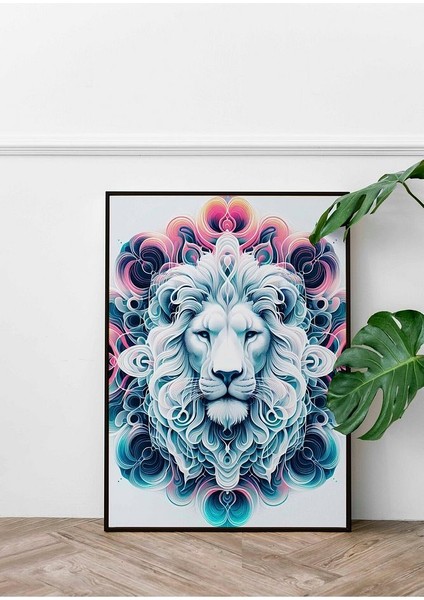 Minimalist Tarzda Aslan Çerçeveli Kanvas Tablo -44