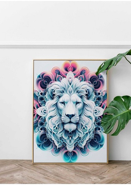 Minimalist Tarzda Aslan Çerçeveli Kanvas Tablo -44
