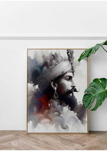 Kübist Tarzda Maharaja Çerçeveli Kanvas Tablo -16