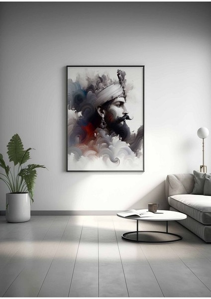 Kübist Tarzda Maharaja Çerçeveli Kanvas Tablo -16