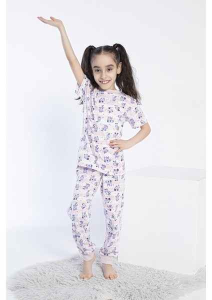 Kız Çocuk Kısa Kol Lila Pijama Takım C0T7N0O-046