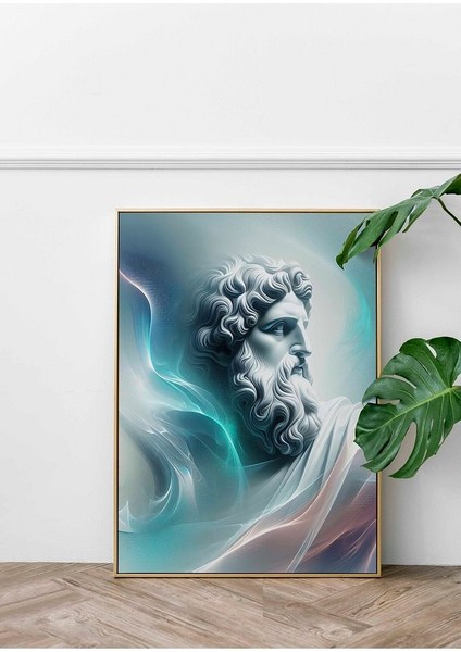 Eterik Sisli Gradyan Efektiyle Homeros Çerçeveli Kanvas Tablo -30