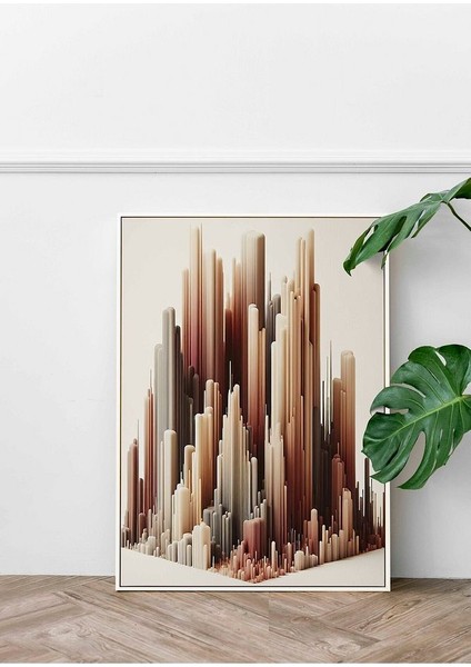 Minimalist Tarzda Dikey Bahçe Kuleleri Çerçeveli Kanvas Tablo -136