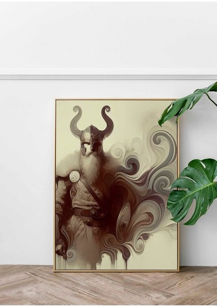 Minimalist Tarzda Viking Çerçeveli Kanvas Tablo -102