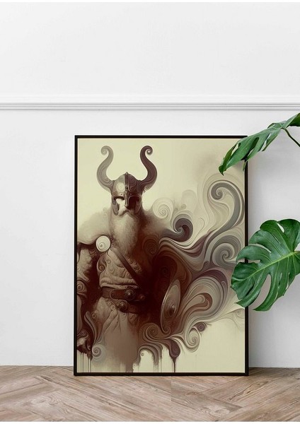 Minimalist Tarzda Viking Çerçeveli Kanvas Tablo -102