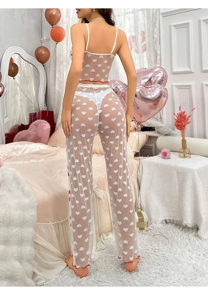 Kadınlar Için Sırt Dekolteli Uzun Pantolon, Fileli Pijama Takımı indirimleri