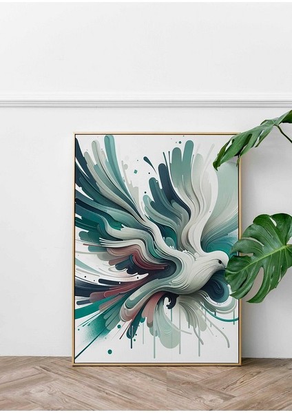 Minimalist Tarzda Güvercin Çerçeveli Kanvas Tablo -356