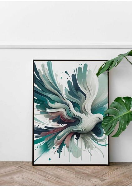 Minimalist Tarzda Güvercin Çerçeveli Kanvas Tablo -356