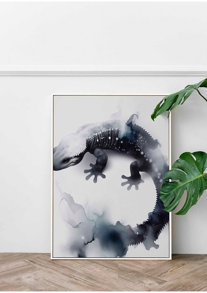 Minimalist Tarzda Gila Canavarı Çerçeveli Kanvas Tablo -147