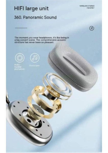 Yüksek Bataryalı 40MM Hifi Hoparlörlü Kablosuz Kulak Üstü Bluetooh Kulaklık fırsatları