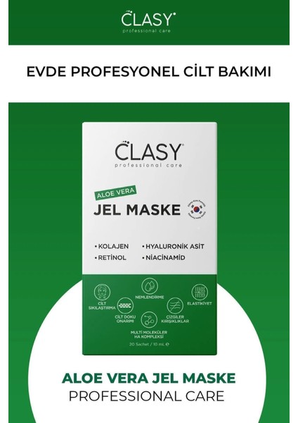 Aloevera Jel Yüz Maskesi Kolajen ve Hyaluronik Asitli Onarıcı Nemlendirici 20x10 ml Tekli Paket modelleri
