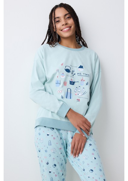 Me Time Açık Mint Yeşili Pantolon Pijama Takımı fiyatları