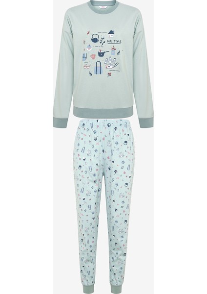 Me Time Açık Mint Yeşili Pantolon Pijama Takımı indirimleri