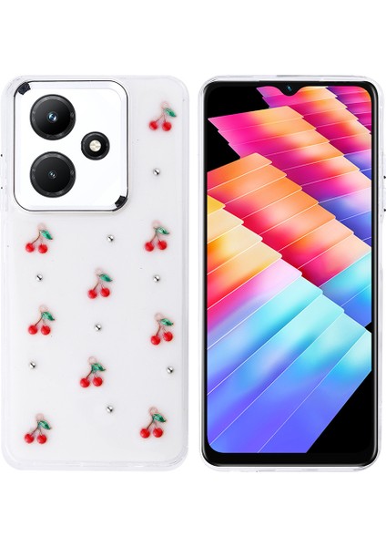 Infinix Hot 30I Kılıf Airbag Tasarımlı Simli Şeffaf Zore Kutup Kapak - Kiraz