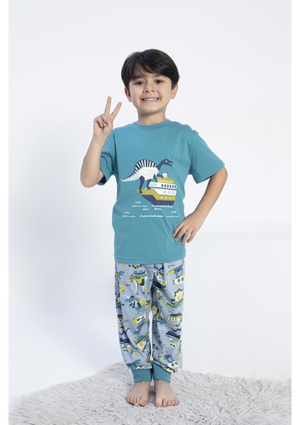 Erkek Çocuk Kısa Kol Turkuaz Pijama Takım C9T5N0O-047 fiyatları