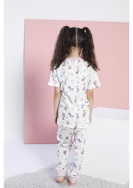 Kız Çocuk Kısa Kol Beyaz Pijama Takım C2T6N0O-046 modelleri