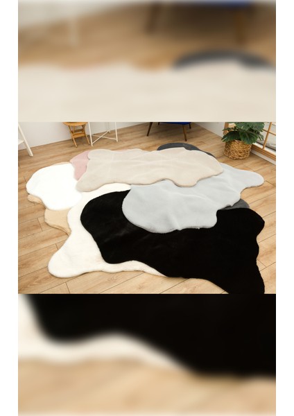 Halı Meloni Krem Yıkanabilir Tüy Dökmez Pofuduk Dekoratif Post Pelüş Halı