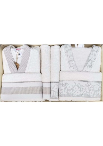 Romantic Touch Aile Bornoz Seti Bej Yeşil