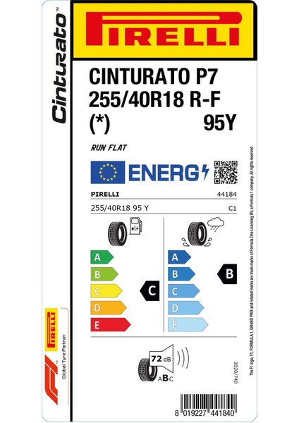 255/40 R18 95Y Cınturato P7 R-F (*) Oto Yaz Lastiği (Üretim Yılı: 2025) fiyatları