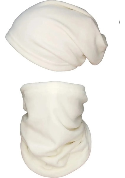 2 Adet BEYAZ Renk-ERKEK-KADIN 2 ADET FİYATI-TERMAL POLAR BERE BOYUNLUK İPLİ MODEL