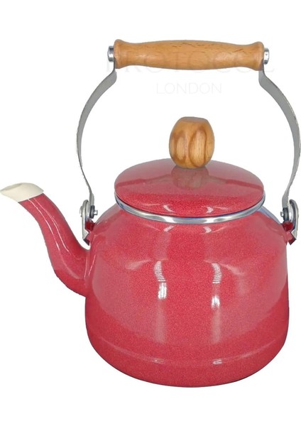 Italyan Çaydanlık Ahşap Kulp 2,5 Lt - Kırmızı
