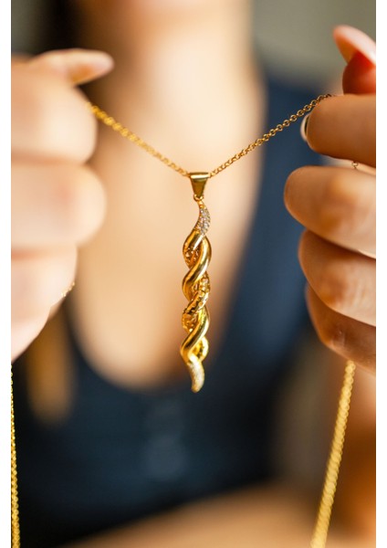 Curl Kolye Gold - Gümüş Kolye