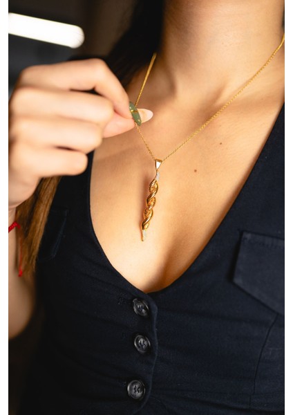 Curl Kolye Gold - Gümüş Kolye