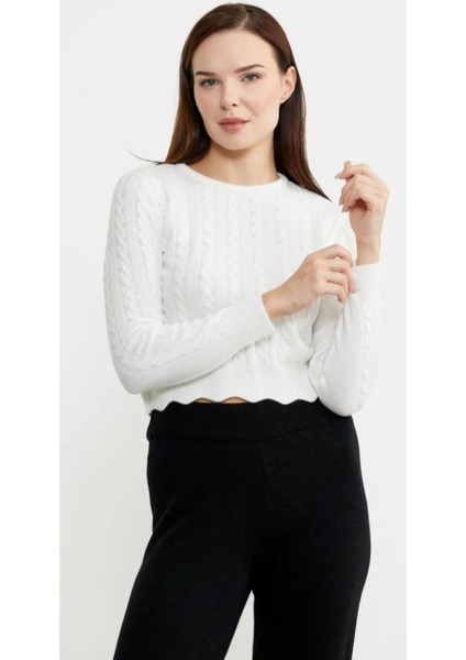 Saç Örgü Dilimli Crop Triko Kazak fiyatları