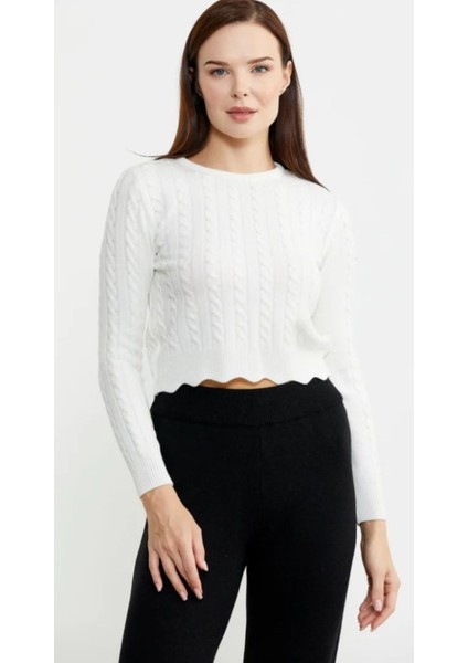 Saç Örgü Dilimli Crop Triko Kazak modelleri