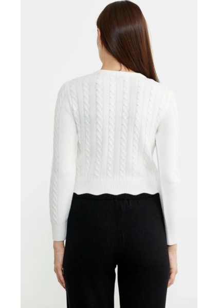 Saç Örgü Dilimli Crop Triko Kazak fırsatları