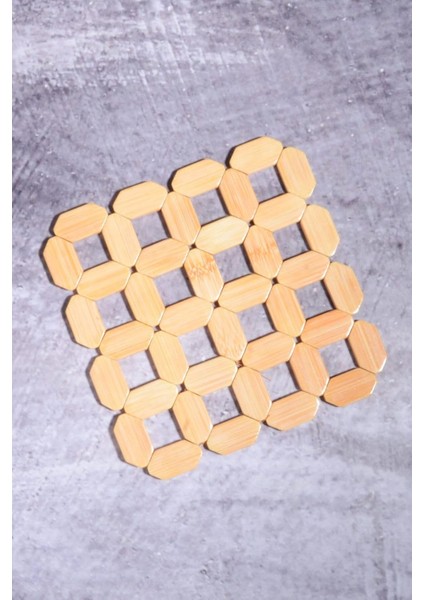Diyarı Bambu 18 cm Kare Nihale Çaydanlık Altlığı Tencere Altlığı